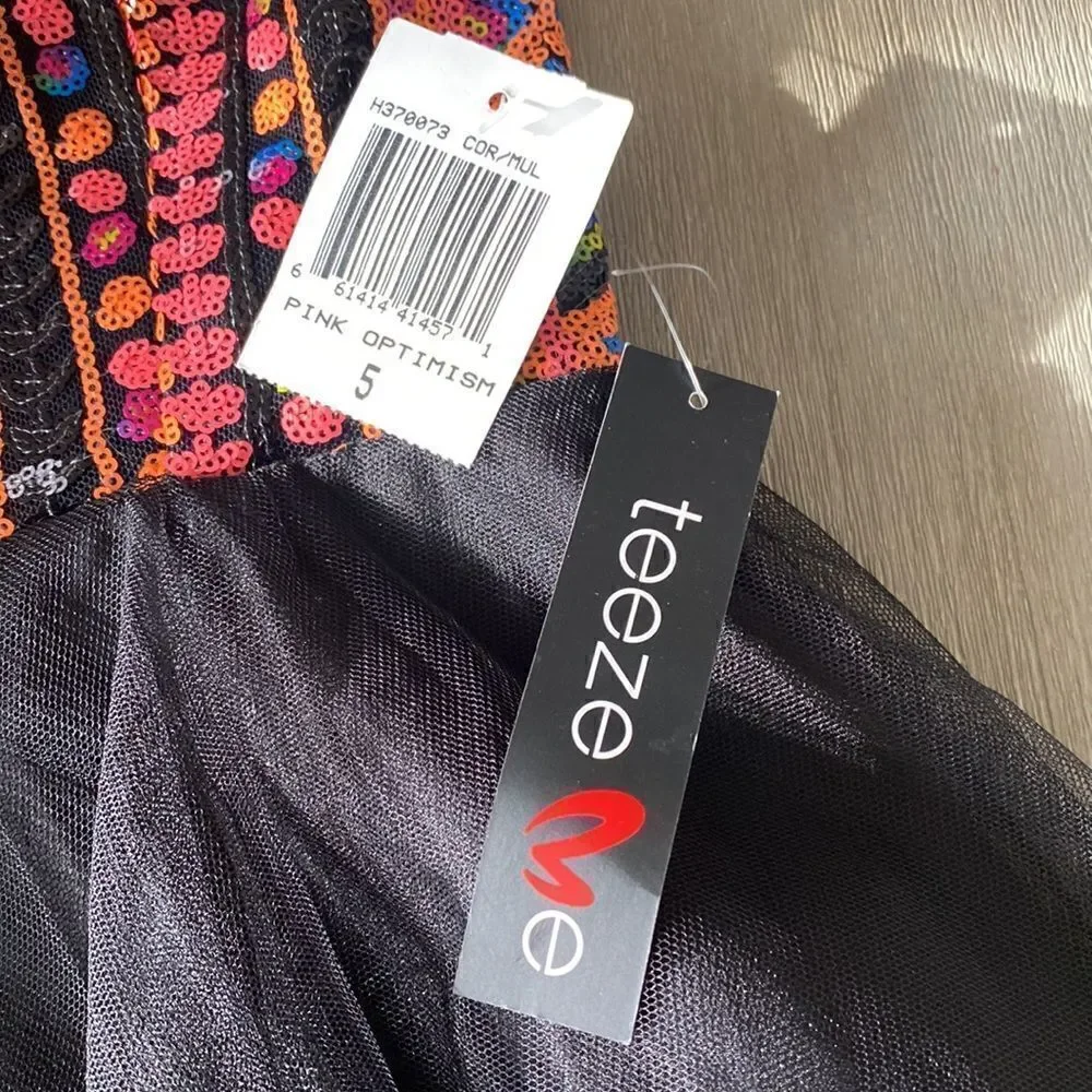 NWT! Teeze Me Strapless Black Formal Dress Size 5